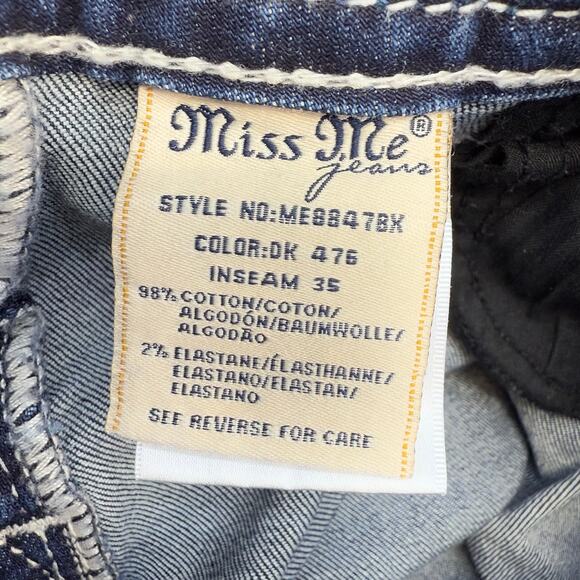 Miss Me Jeans Women's 28x35 (8) Dark Blue Standard Boot Fleur de Lis Western - Picture 9 of 15